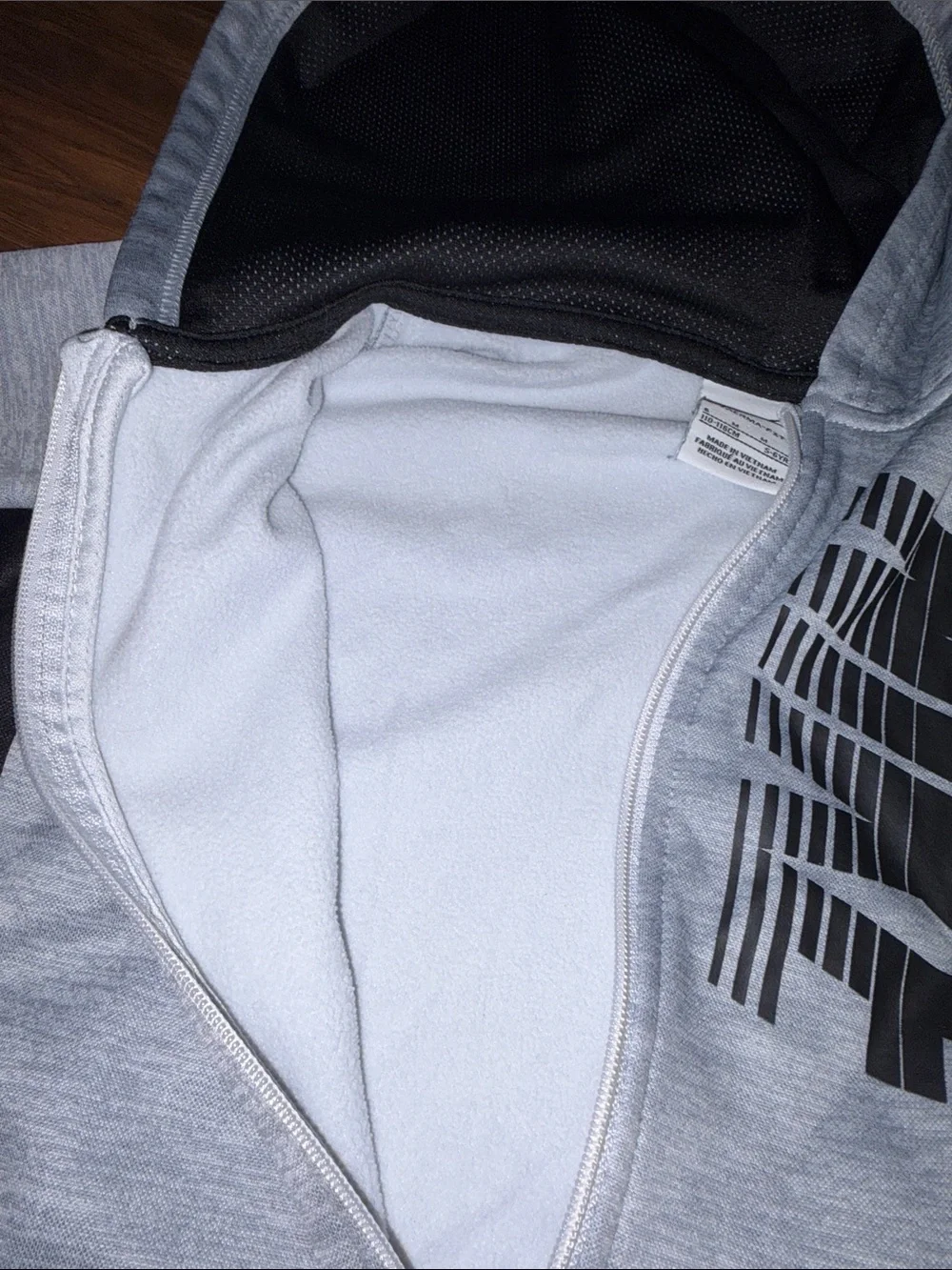 Nike Kids Light Gray and Black Zip-Up Hoodie